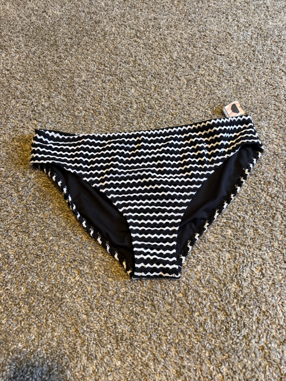 Time and Tru Black and White Textured High-Waist Bikini Bottom